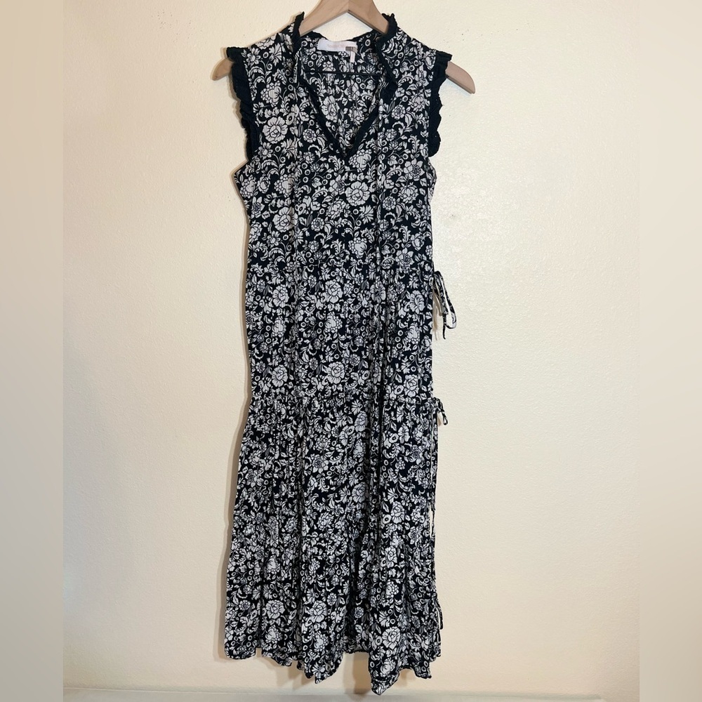 See by Chloe Dress - Women's Small Black White - Floral Midi Designer - Picture 3 of 13